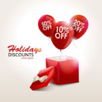 Balloons With Sale Discounts and with box. Holidays background