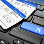 25829622 – online booking airplane tickets. laptop keyboard.  3d