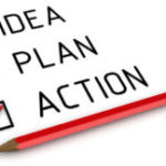 Idea, plan, action. List with the marks